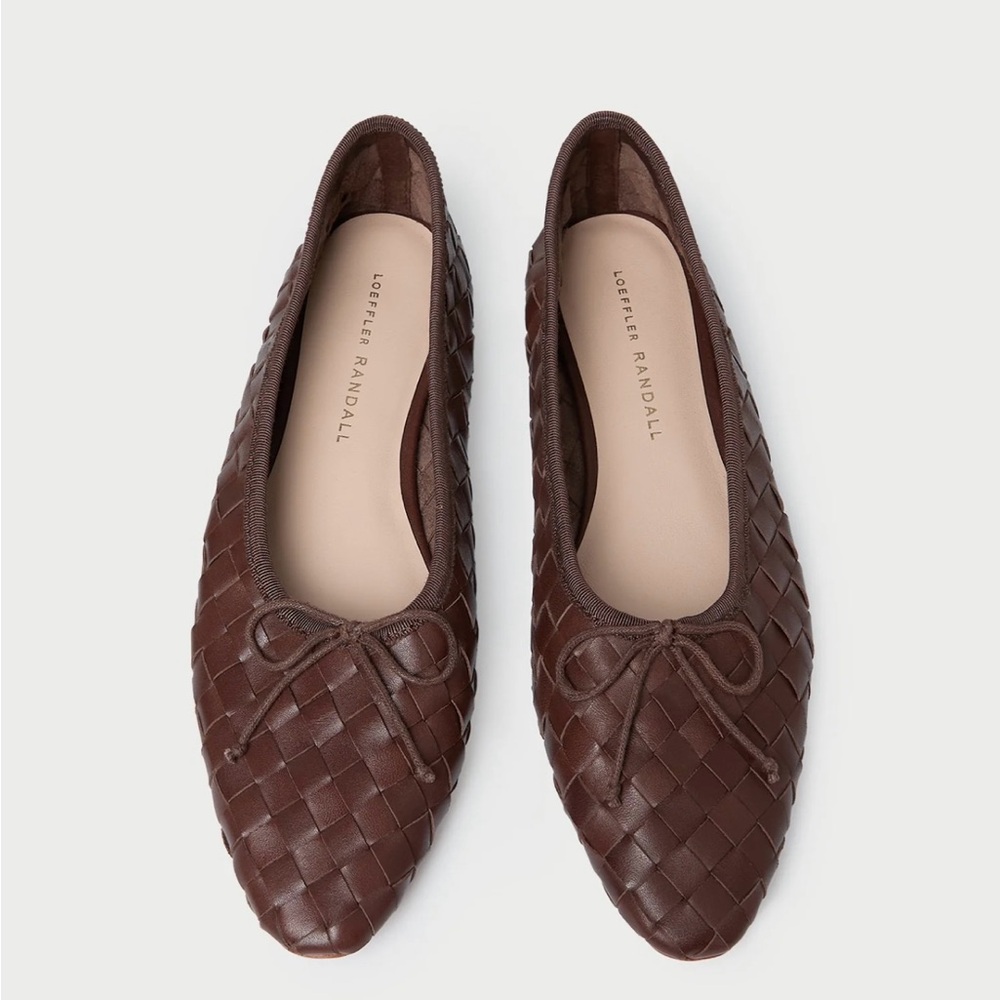 Loeffler Randall Chocolate Woven Flats Sz 10 NIB